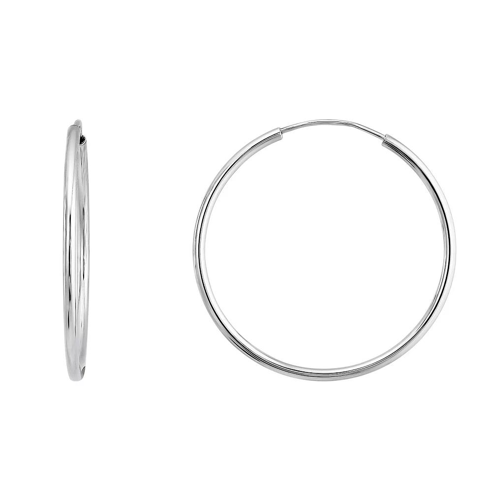 Sterling Silver 30 mm Endless Hoop Earrings, Womens Product Image