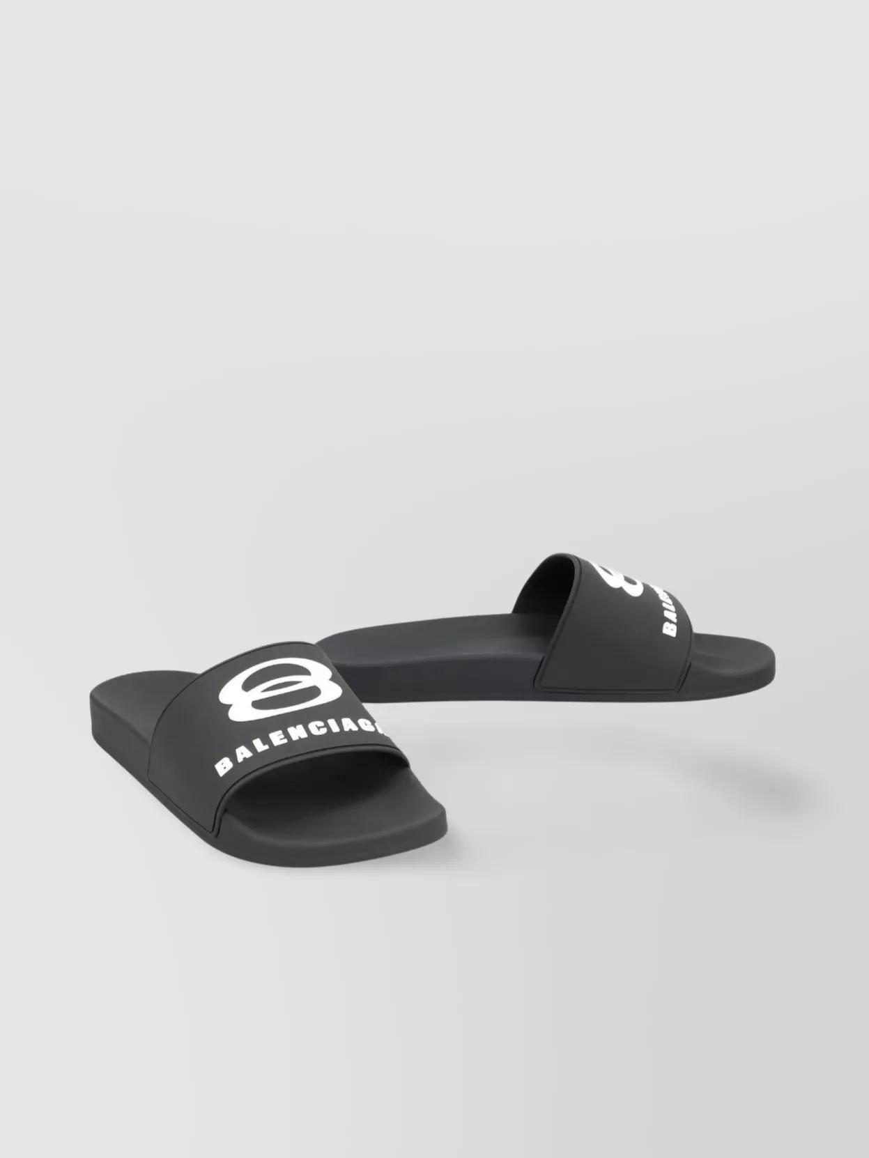BALENCIAGA Rubber Slide Sandals For The Pool Men In Black White Product Image