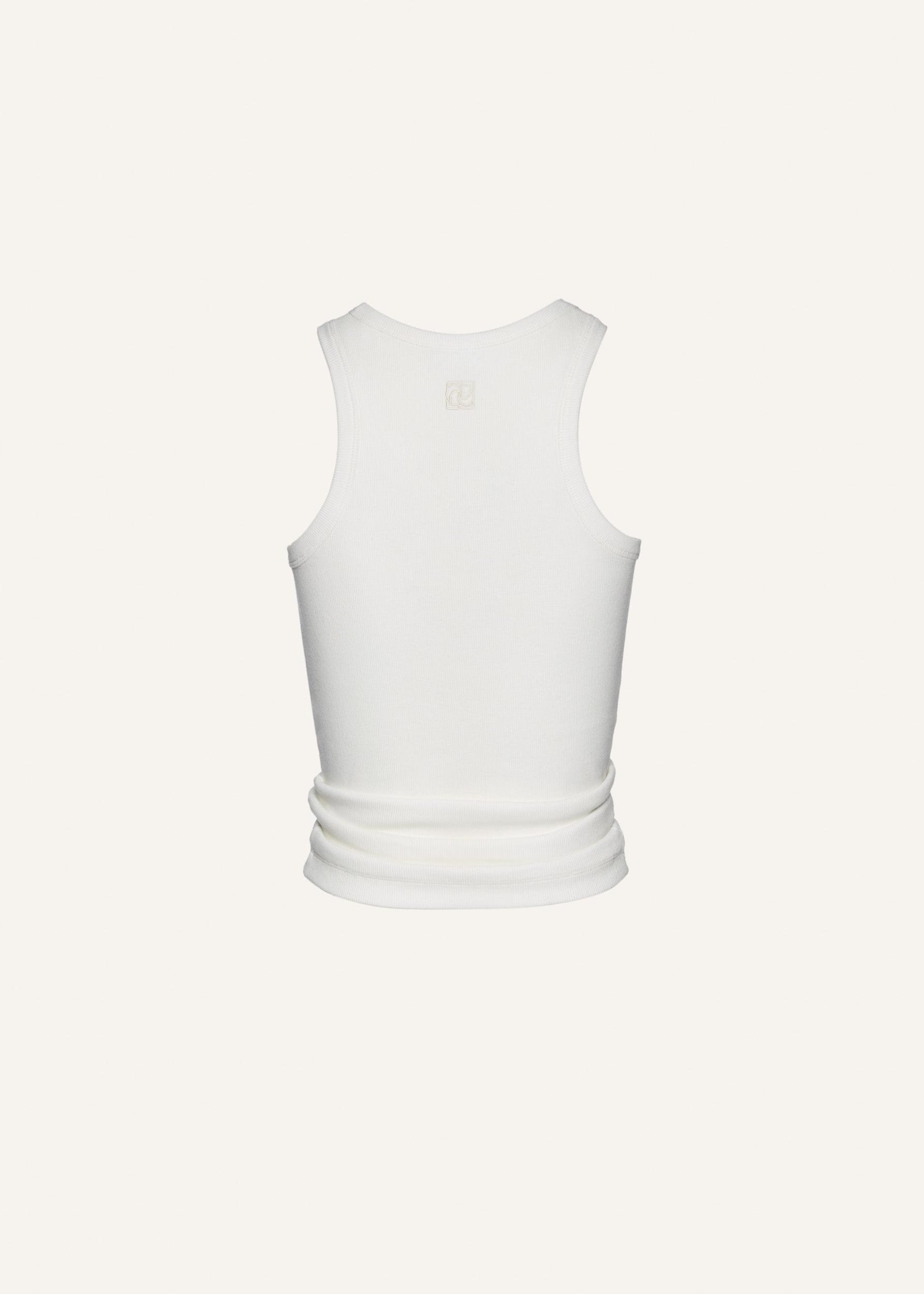 Knotted ribbed tank top in cream Product Image