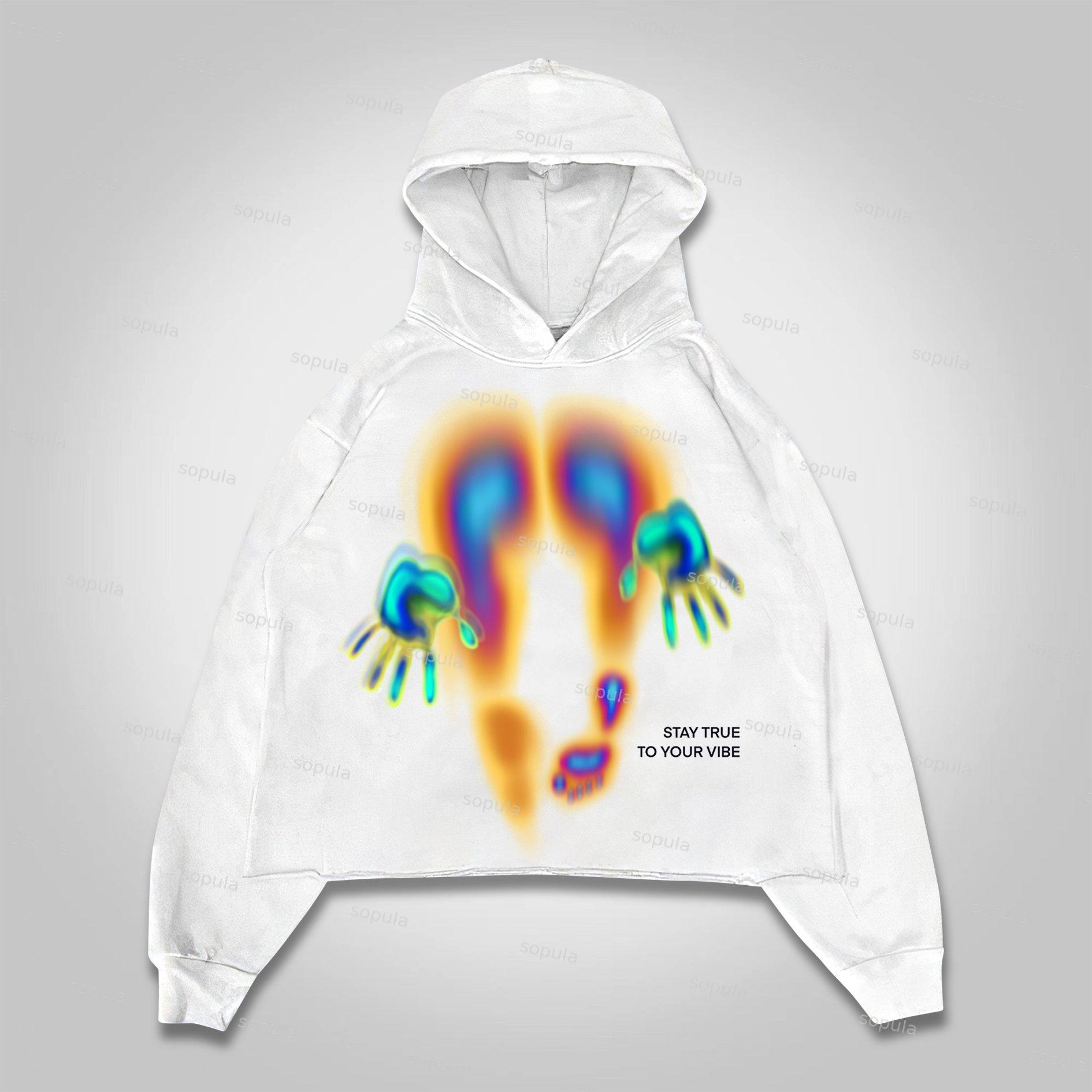 Sopula Abstract Graphics Of Heat-Sensitive Characters Pocketless Hoodie Product Image