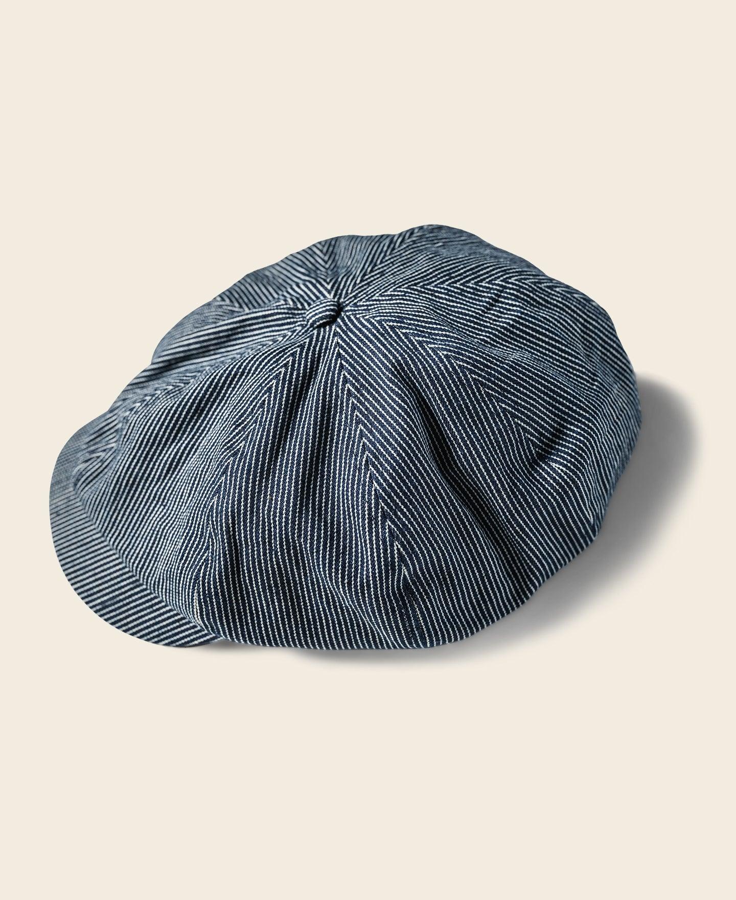 Striped Denim Newsboy Cap Product Image