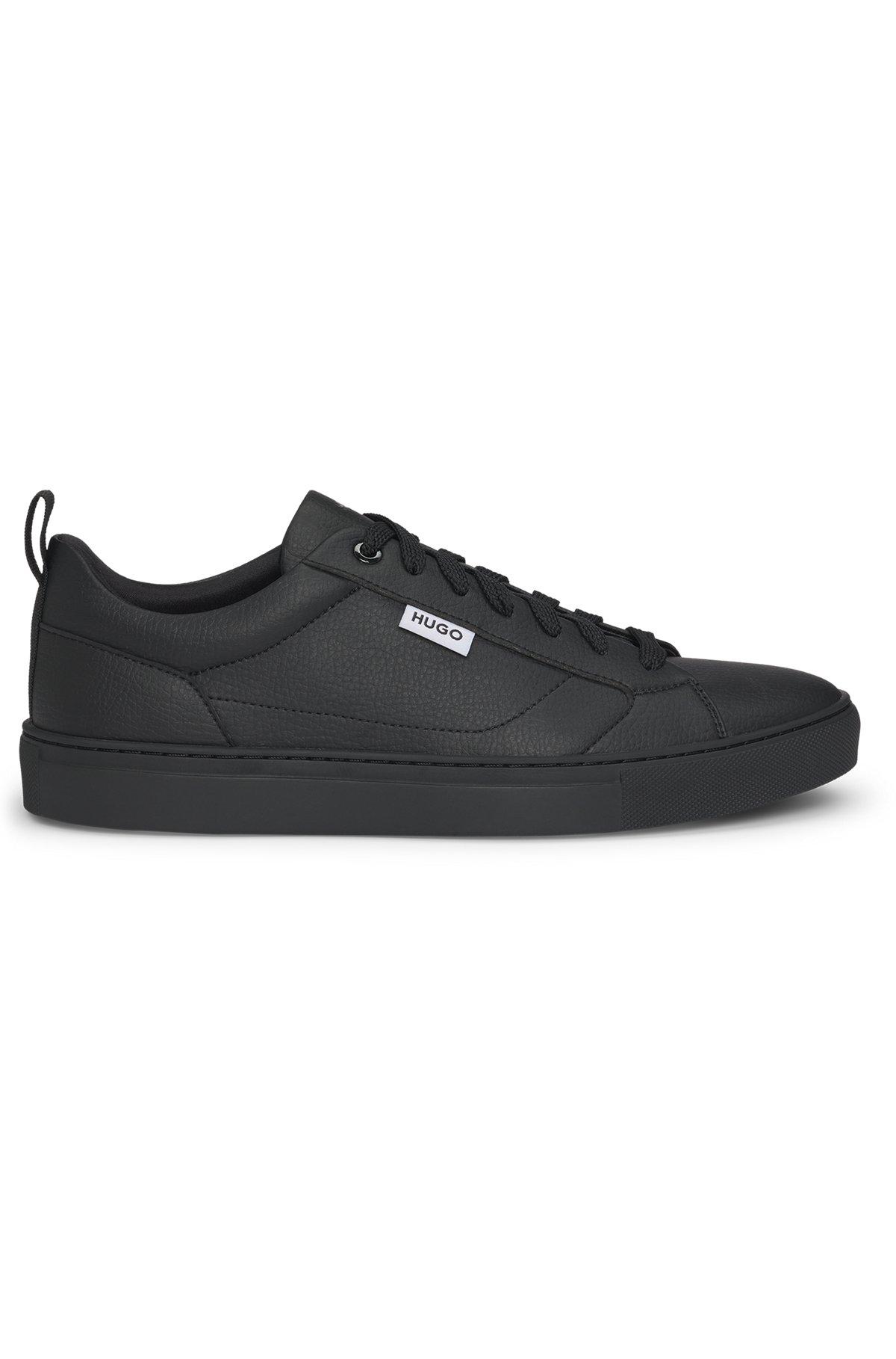 HUGO - Low-top trainers in grained faux leather - Black Product Image