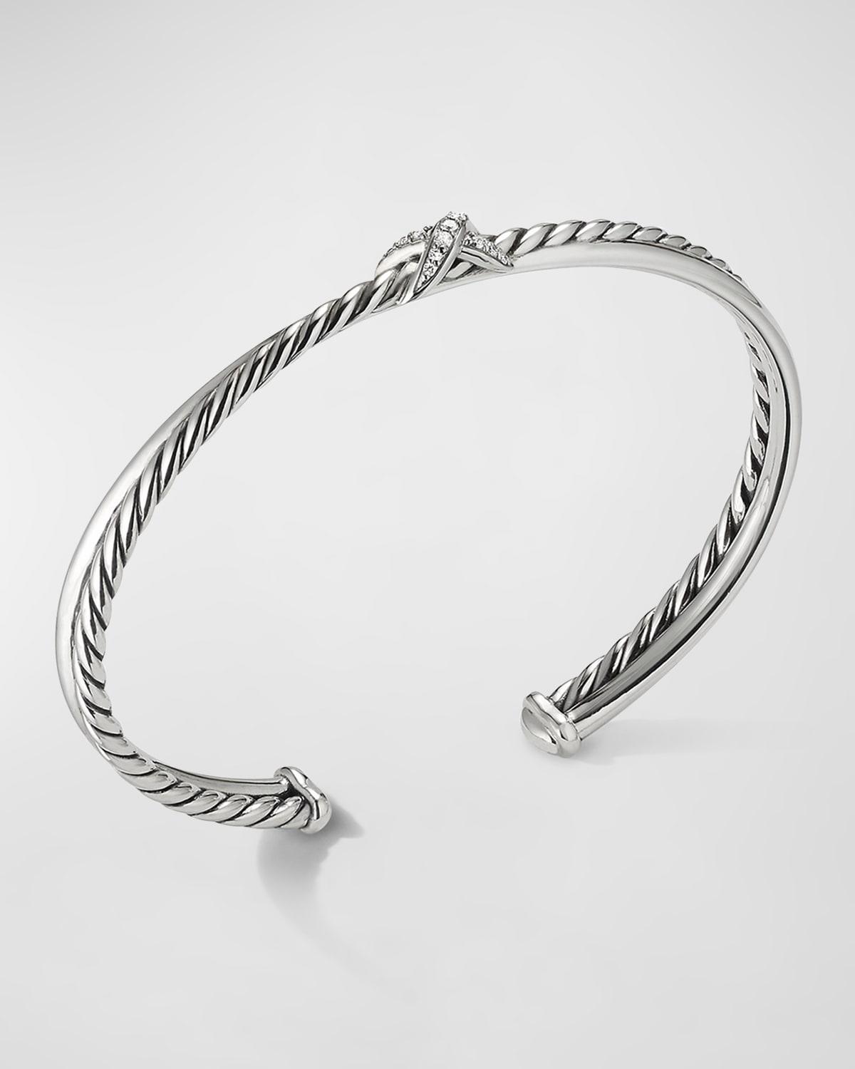 David Yurman Sterling Petite X Diamond Cuff Bracelet Product Image