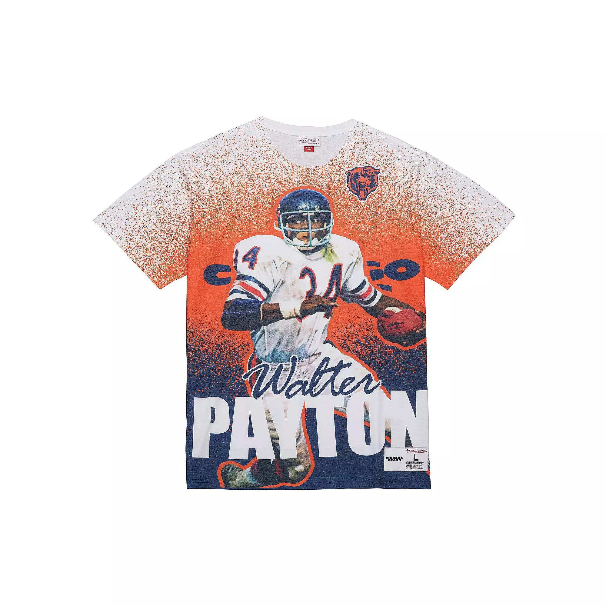 Men's Mitchell & Ness Walter Payton Gray Chicago Bears Burst Retired Player T-Shirt,  Product Image