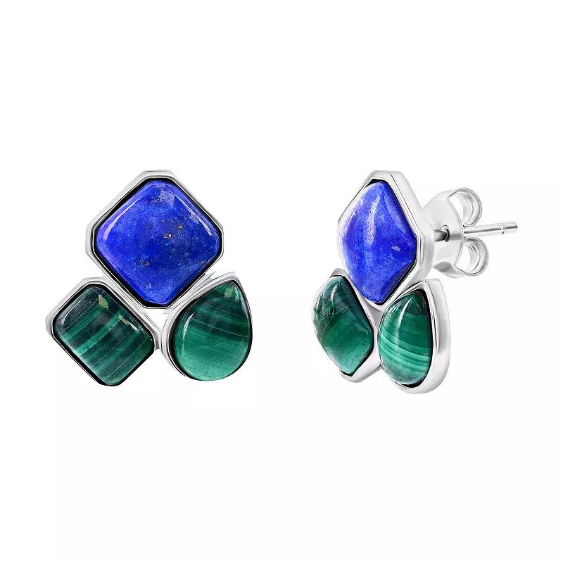 Nautica Rocks Sterling Silver Multi-Shaped Malachite and Lapis Earrings, Women's Product Image