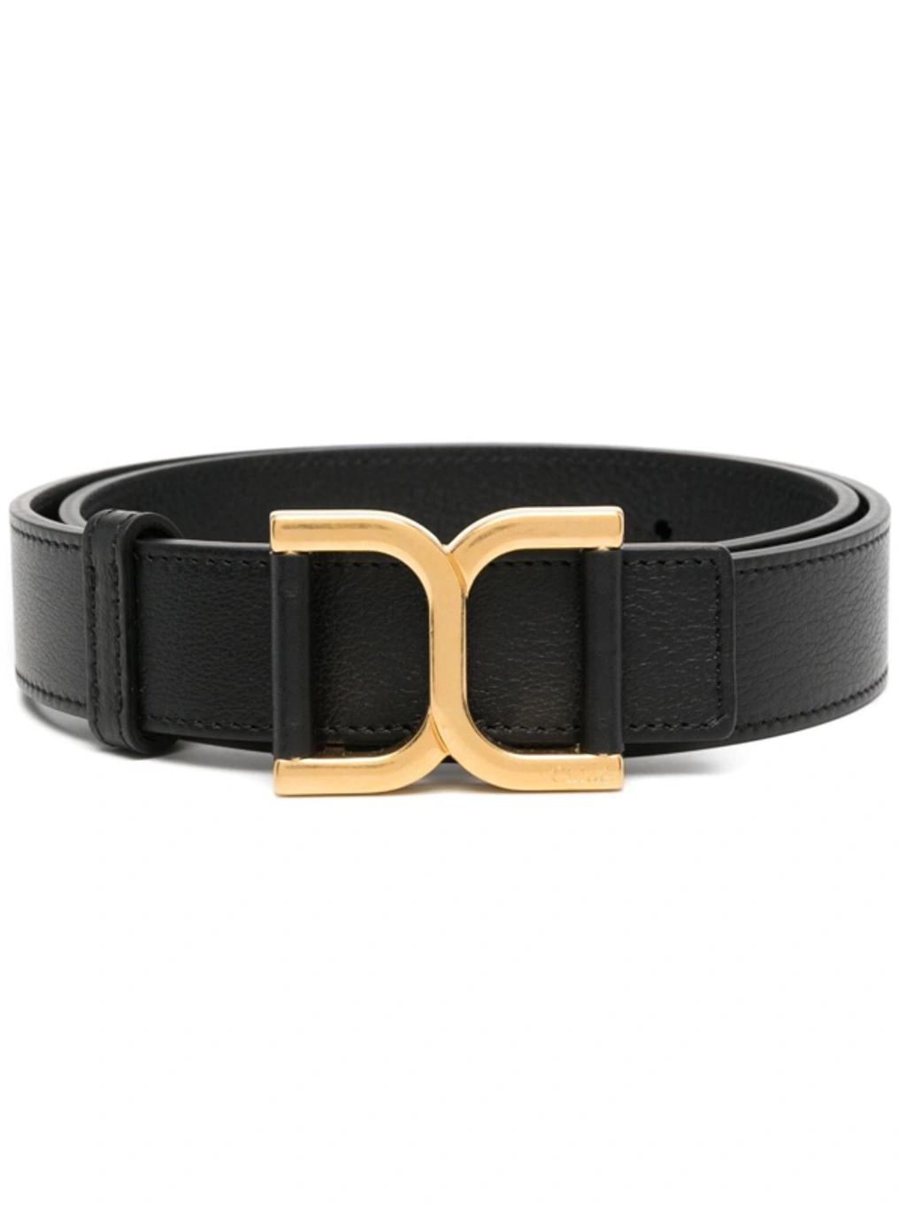 CHLOÉ Chloe Marcie Small Leather Belt In Black Product Image