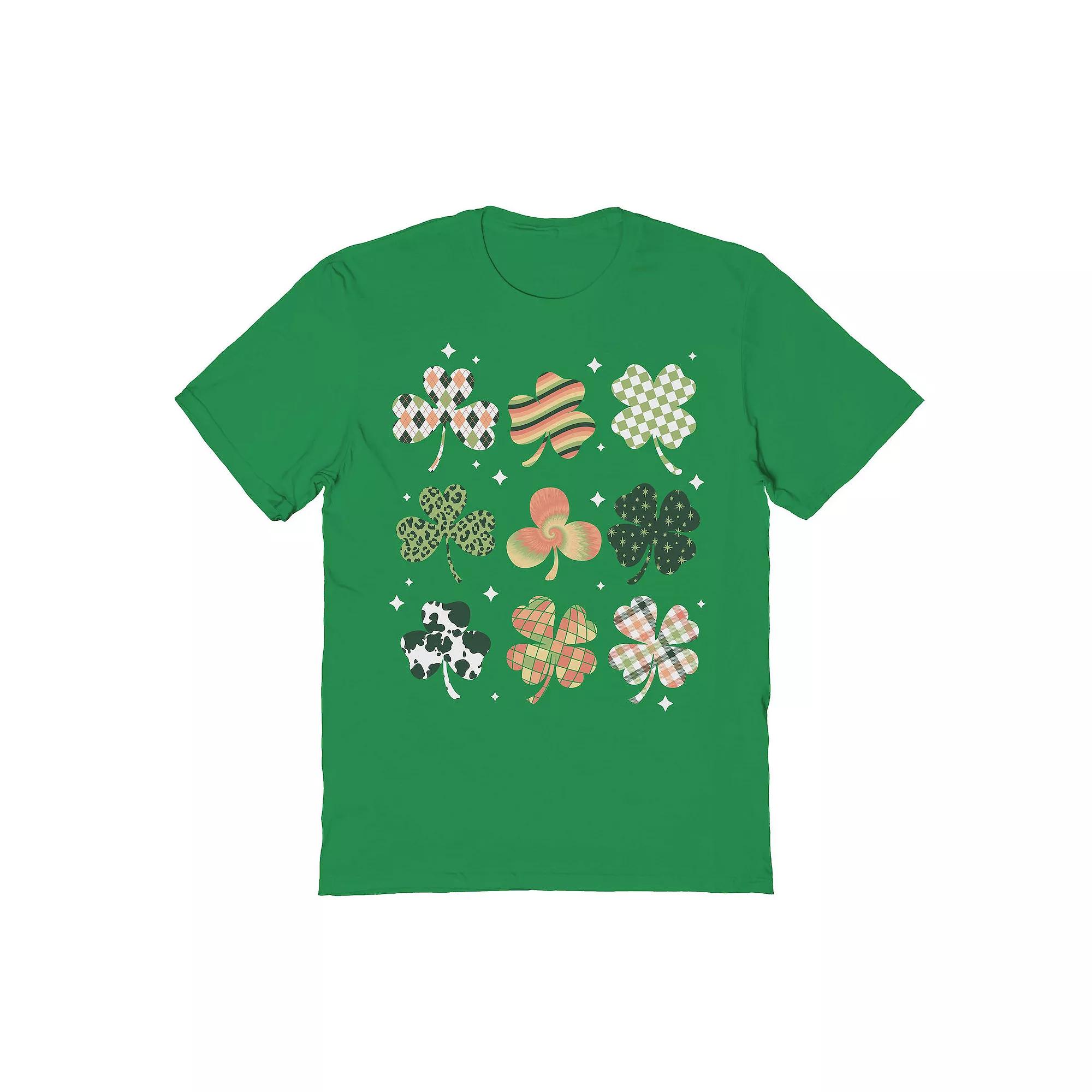 Men's St Patrick's Day Clover Grid Graphic Tee, Size: Medium, Turf Green Product Image