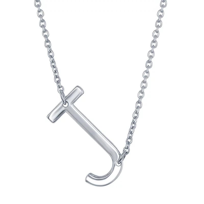 Sterling Silver Sideways Initial Necklace, Womens Sterling B Product Image