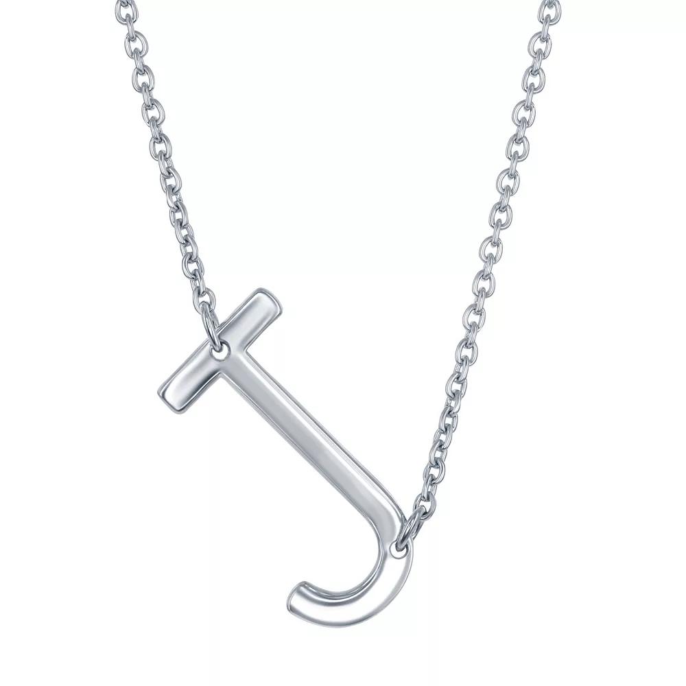 Sterling Silver Sideways Initial Necklace, Womens Sterling B Product Image