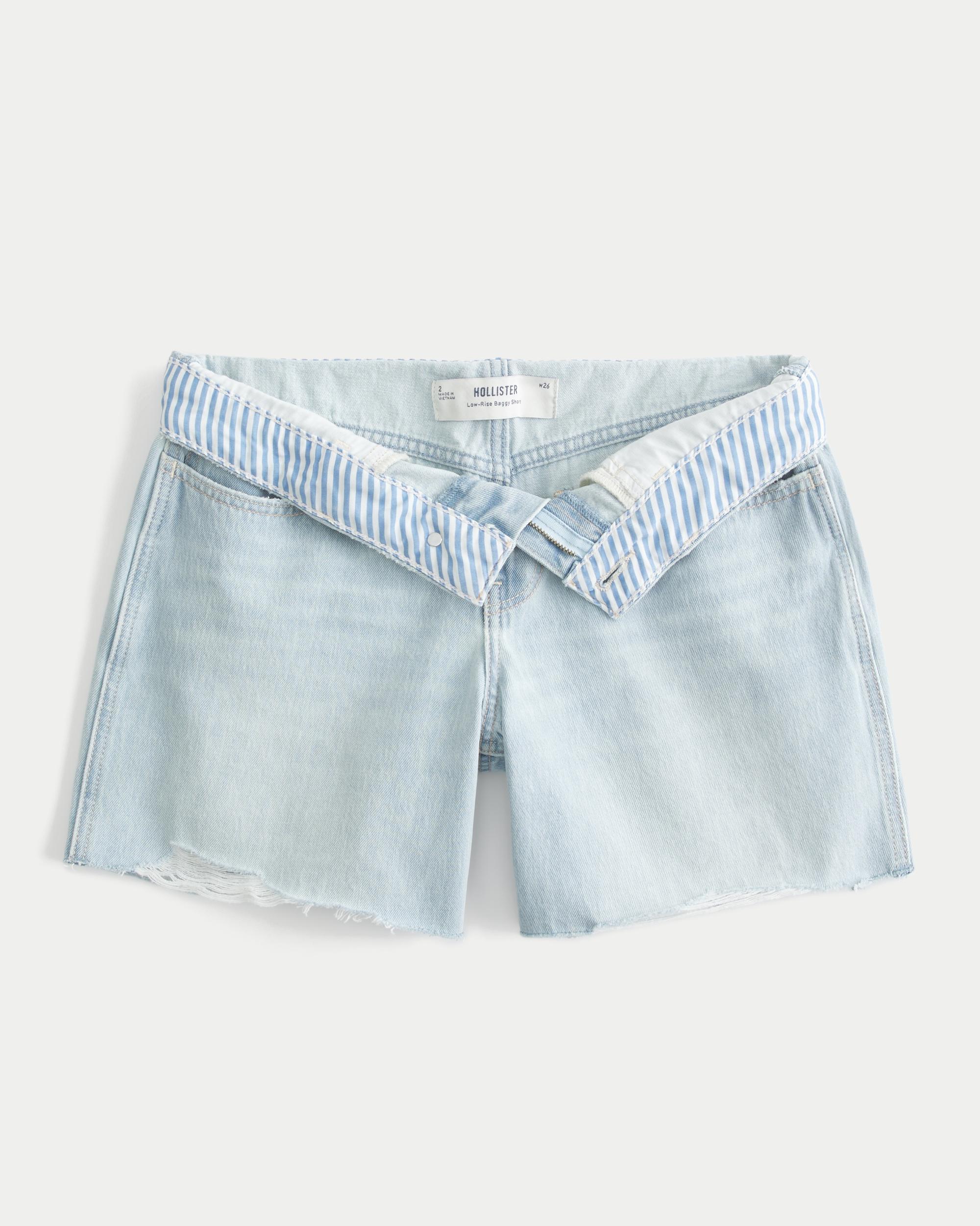 Low-Rise Dark Wash Baggy Denim Shorts 5" Product Image