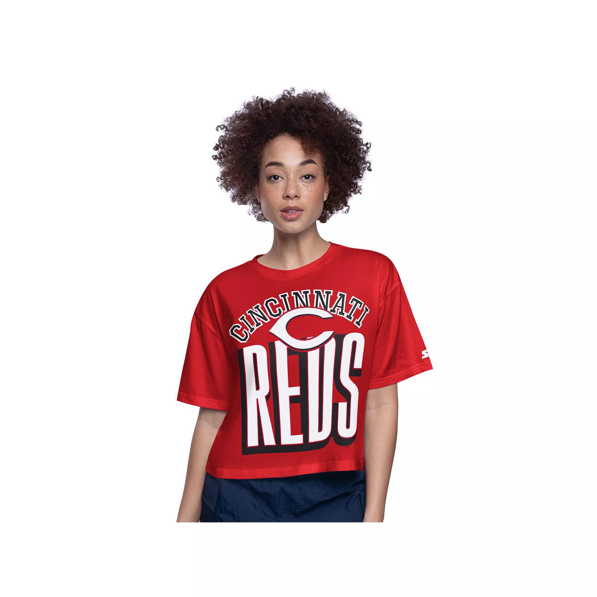Womens Starter Red Cincinnati Reds Play the Ball Boxy Cropped T-Shirt Product Image