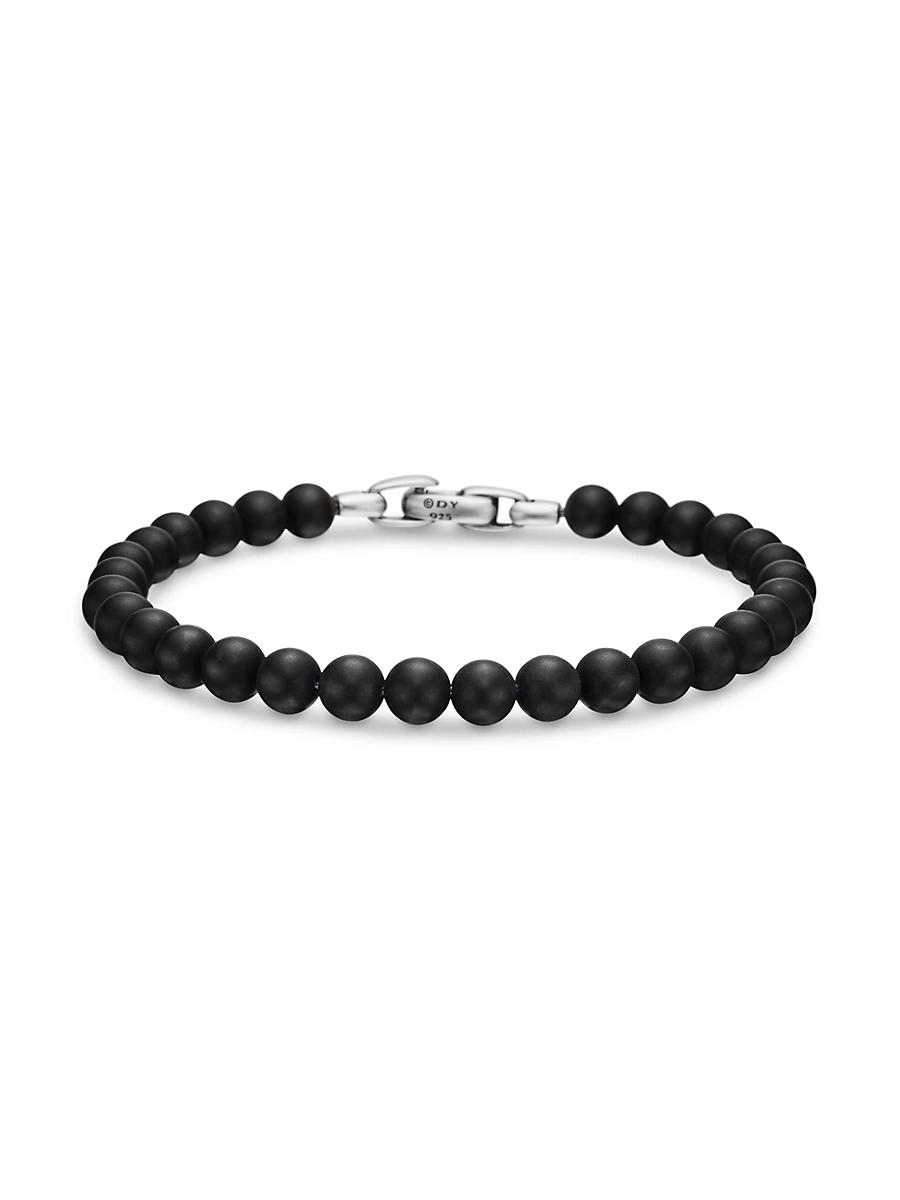 Mens Spiritual Beads Bracelet in Sterling Silver Product Image