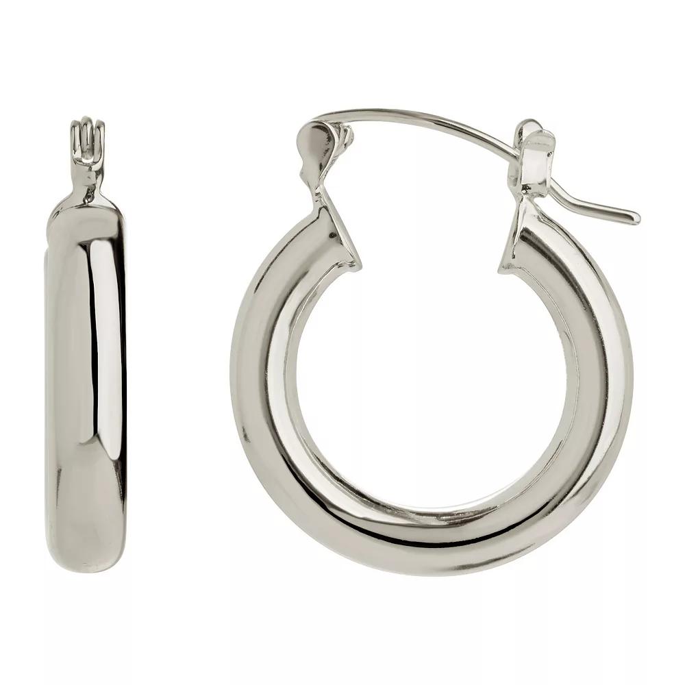 MC Collective Chunky Tube Hoop Earrings, Women's, Silver Tone Product Image
