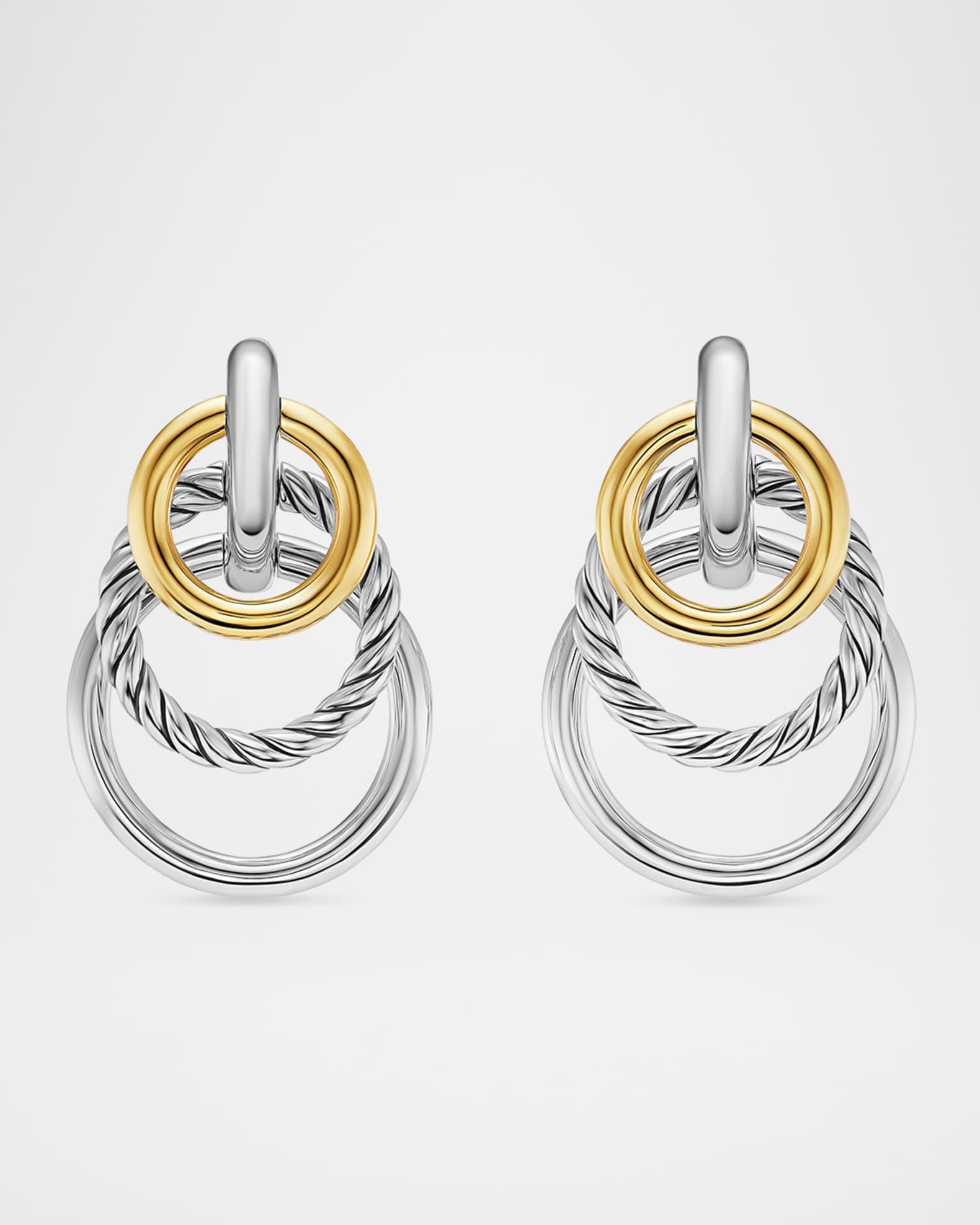 DY Mercer Triple Ring Earrings in Silver with 18K Gold, 35mm Product Image