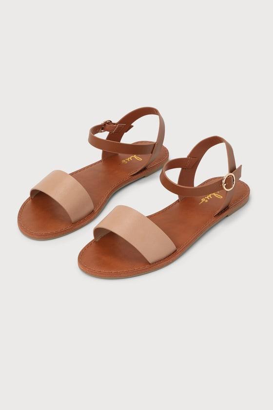 Hearts and Hashtags Natural Flat Sandals Product Image