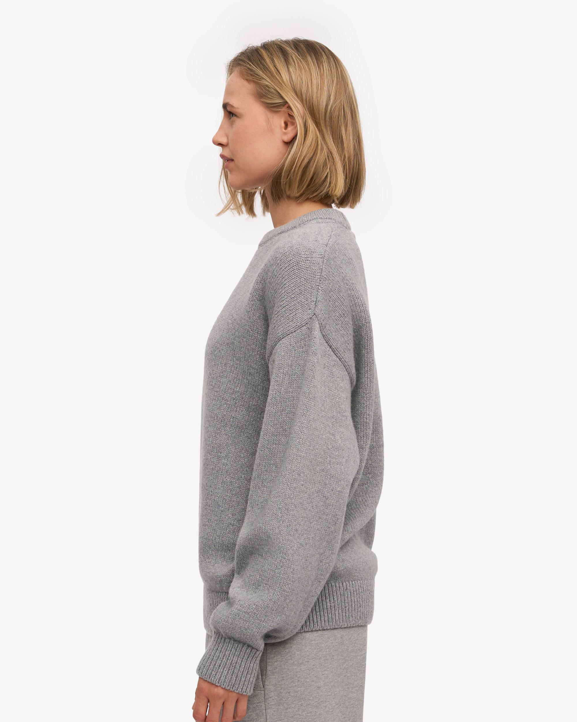 Oversized Merino Wool Crew - Heather Grey Product Image