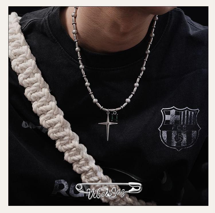 Star Rhinestone Pendant Beaded Necklace Product Image