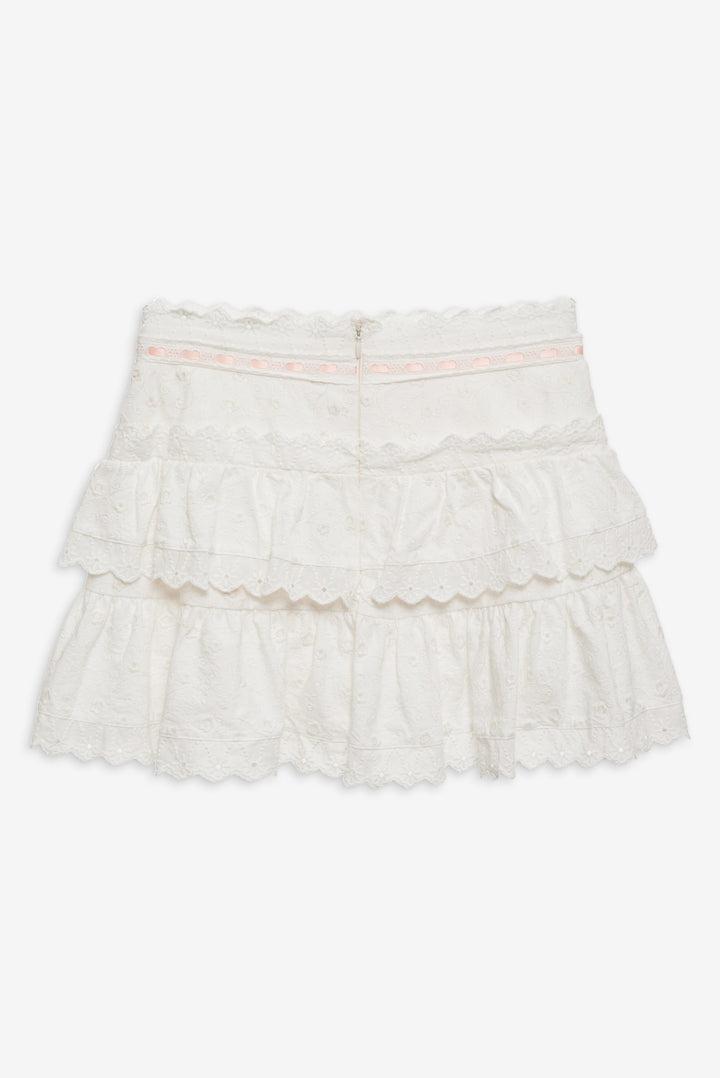 Summer Swirl Eyelet Mini Skirt — White Product Image