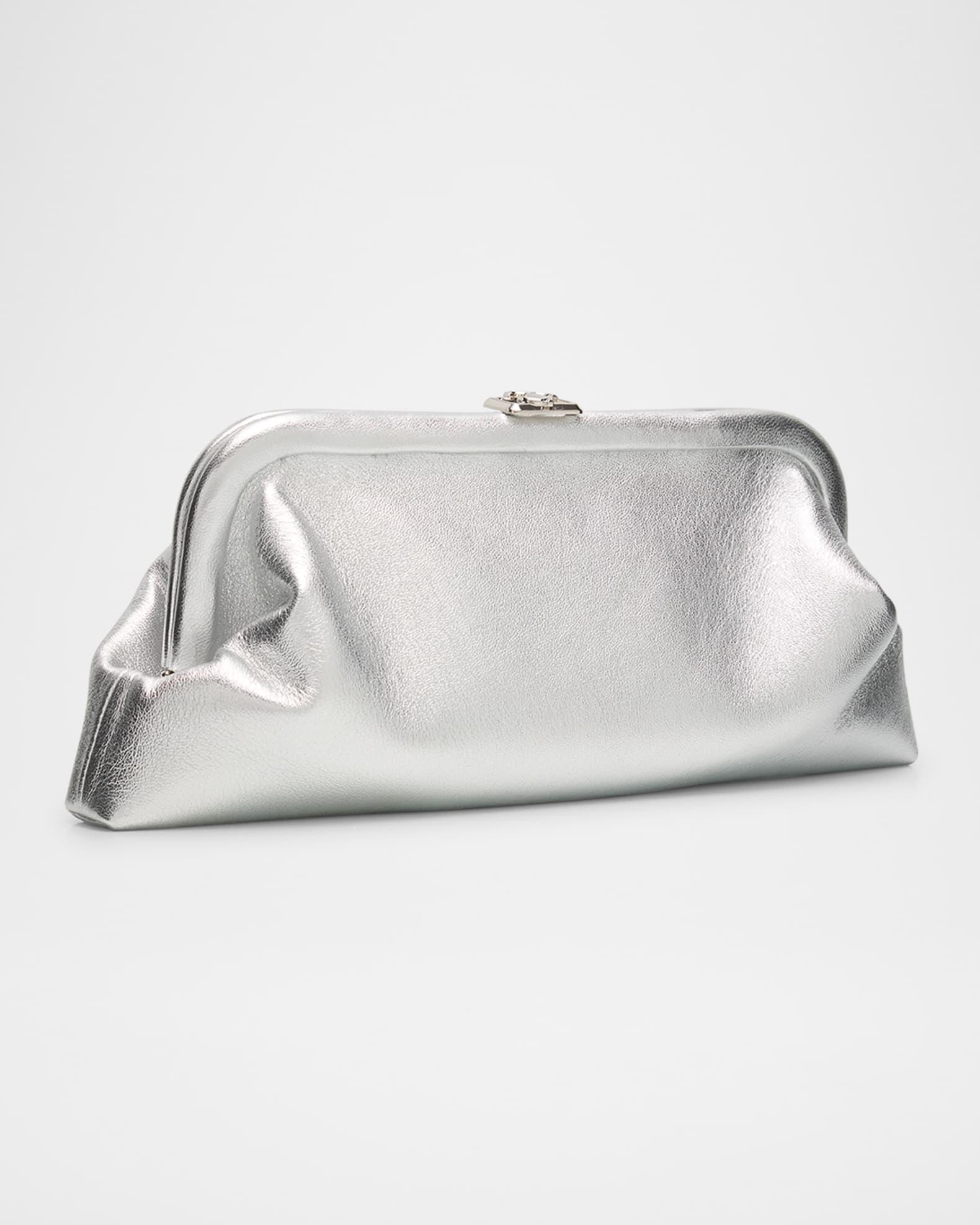 Skylar Frame Metallic Leather Clutch Bag  Product Image