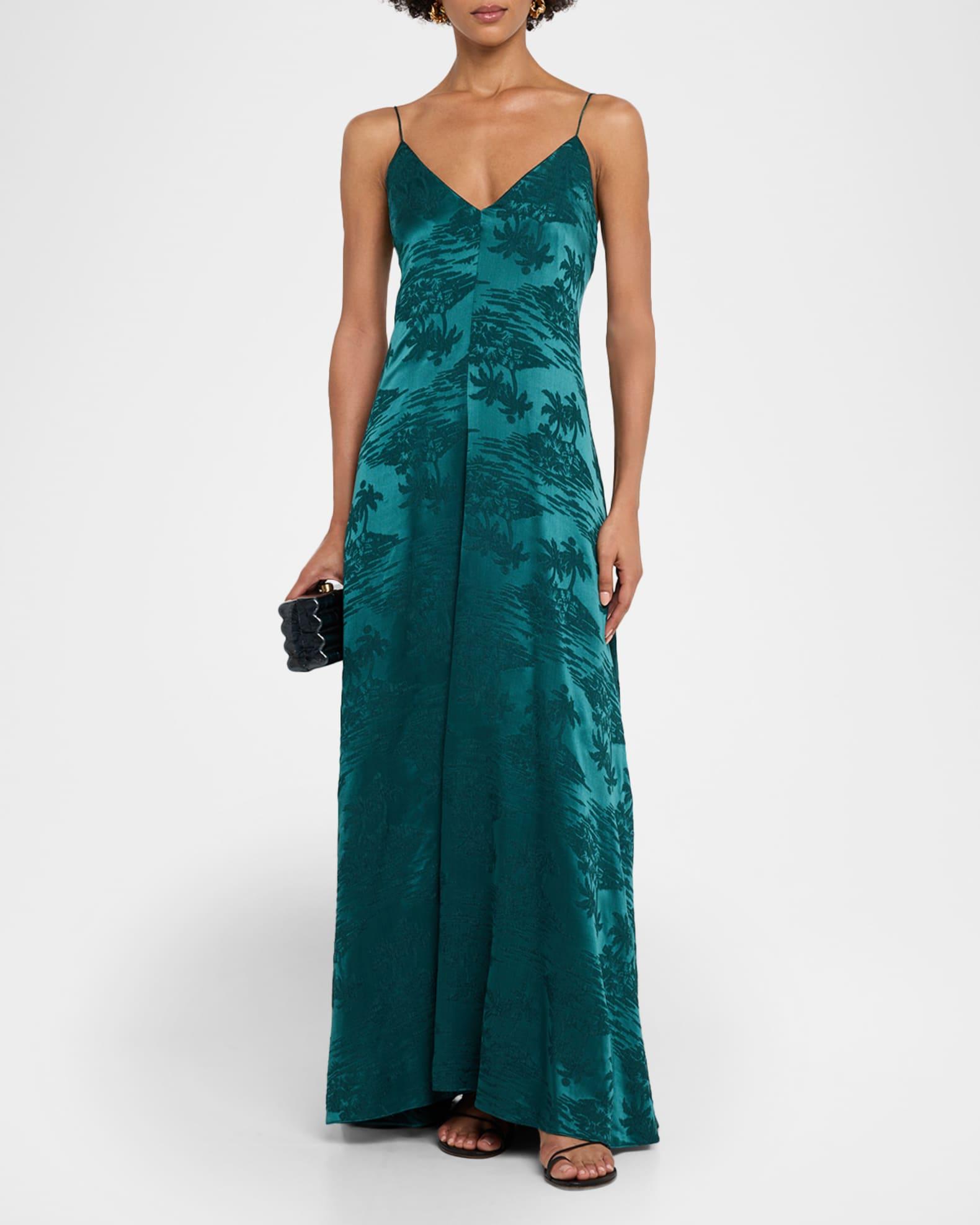 Levine Sleeveless Jacquard Satin Maxi Dress Product Image