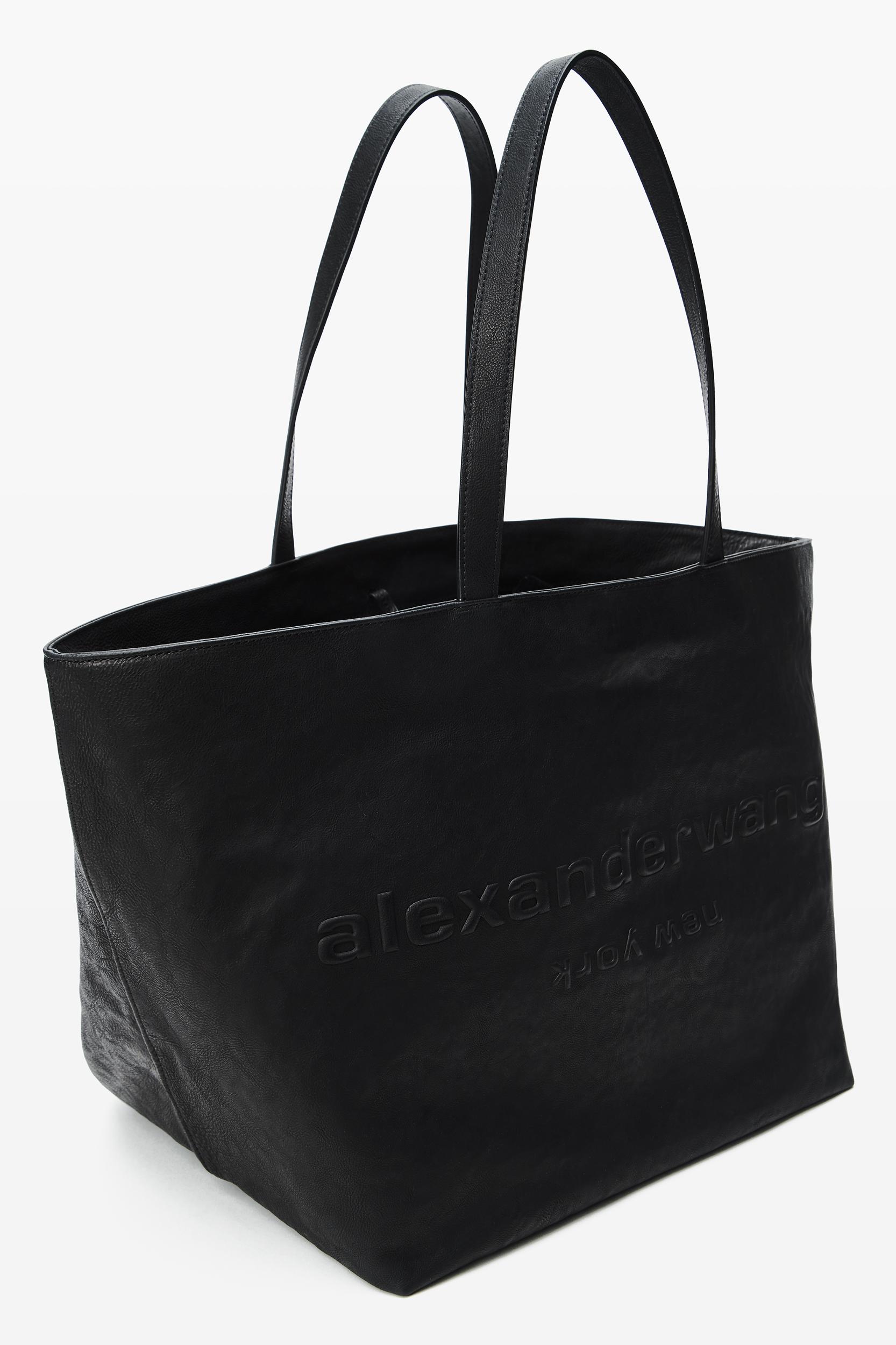 Black Leather Punch Tote Product Image