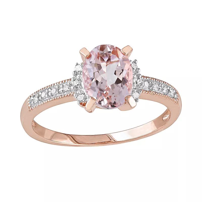 Stella Grace 14k Rose Gold Over Sterling Silver 1/7-ct. T.W. Diamond & Morganite Ring, Women's,  Product Image