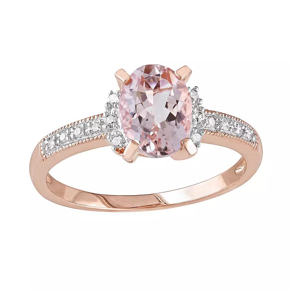 Stella Grace 14k Rose Gold Over Sterling Silver 1/7-ct. T.W. Diamond & Morganite Ring, Women's,  Product Image