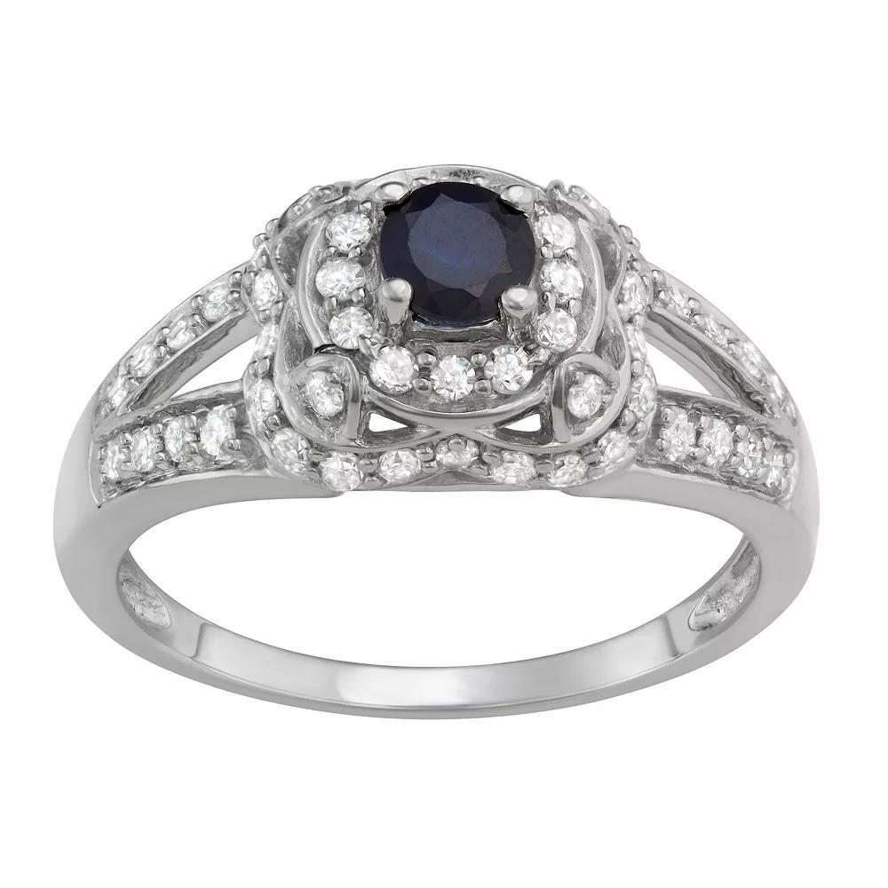 HDI 14k White Gold Sapphire & 1 Carat T.W. Diamond Engagement Ring, Women's,  Product Image
