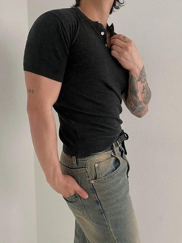 RT No. 18604 DARK GRAY HENRY COLLAR SHORT SLEEVE Product Image