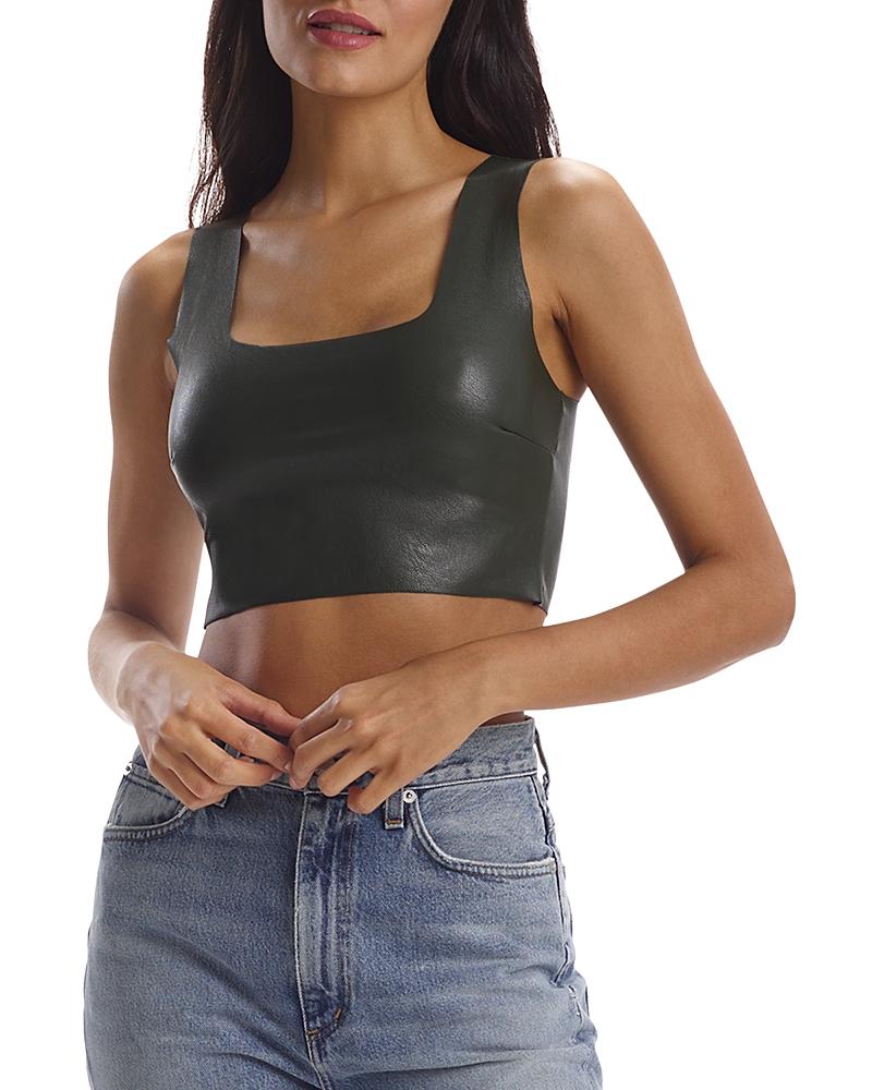 Womens Squareneck Faux Leather Crop Top Product Image
