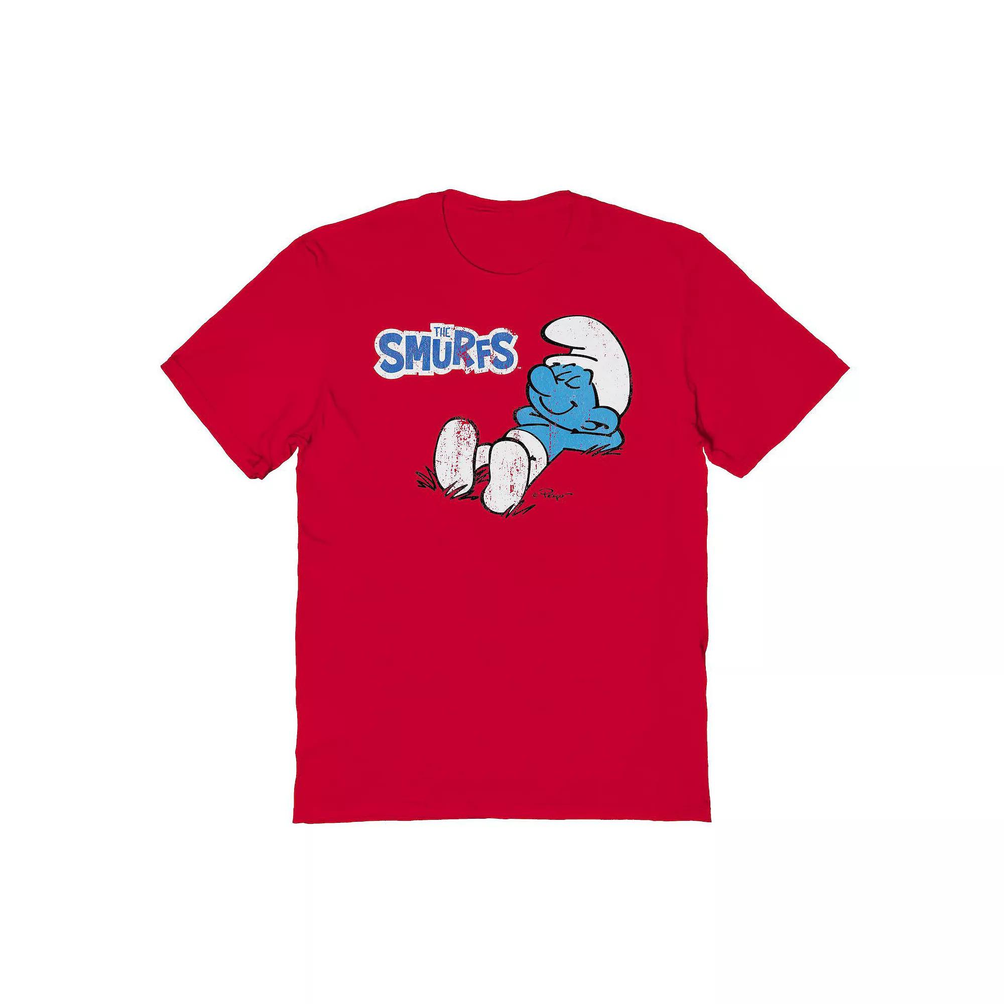 Men's Smurfs Napping Graphic Tee, Size: XXL, Red Product Image