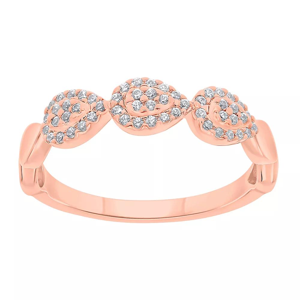 10k Gold 1/5 Carat T.W. Diamond Teardrop Ring, Women's, Size: 7, 10k Rose Gold Product Image