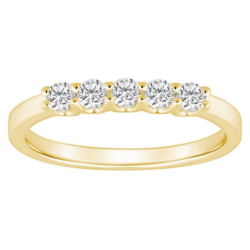 Alyson Layne 14k Gold 1/3 Carat T.W. Diamond 5-Stone Wedding Band, Womens, Yellow Product Image