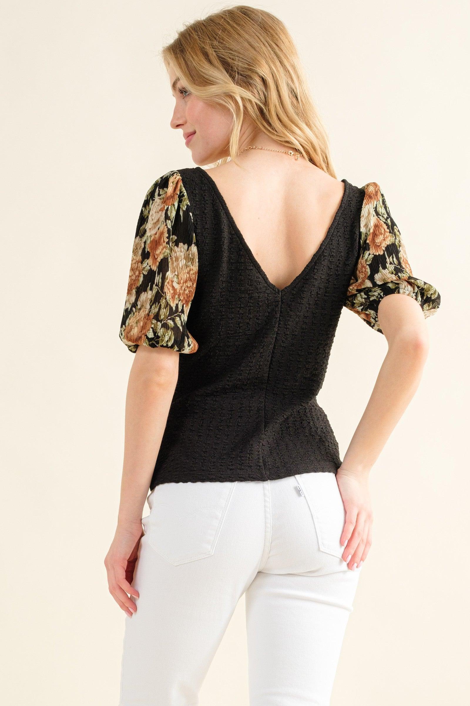 Text Knit Floral Sleeve Product Image