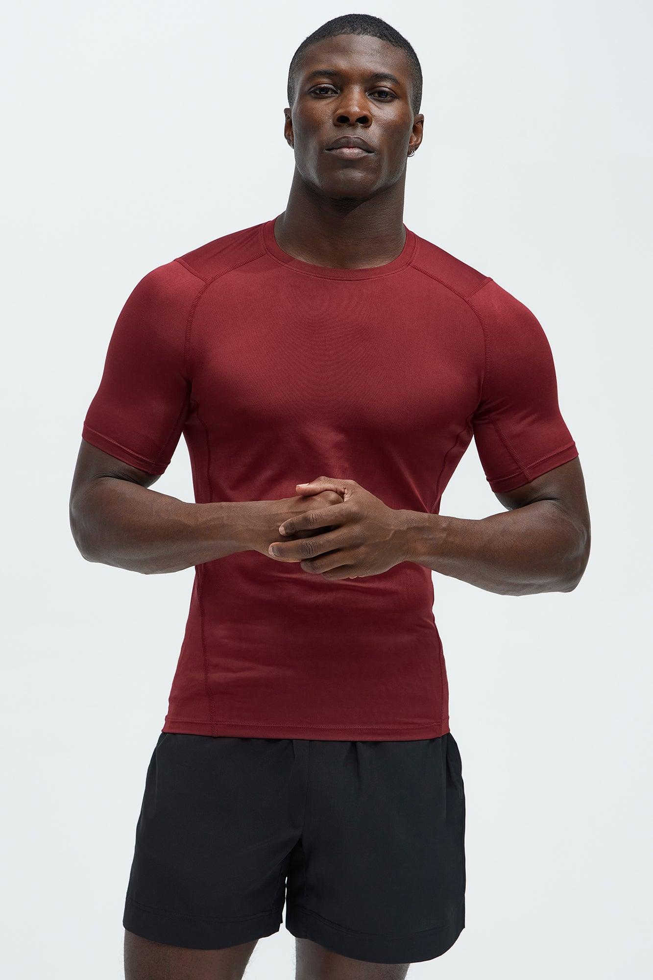 Vital Compression Tee - Burgundy Product Image