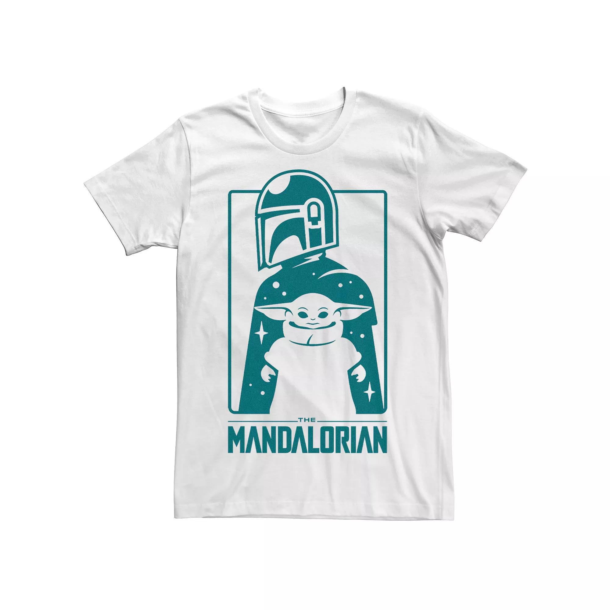 Men's The Mandalorian The Child Aka Baby Yoda Mando Silhouette Poster Tee,  Product Image