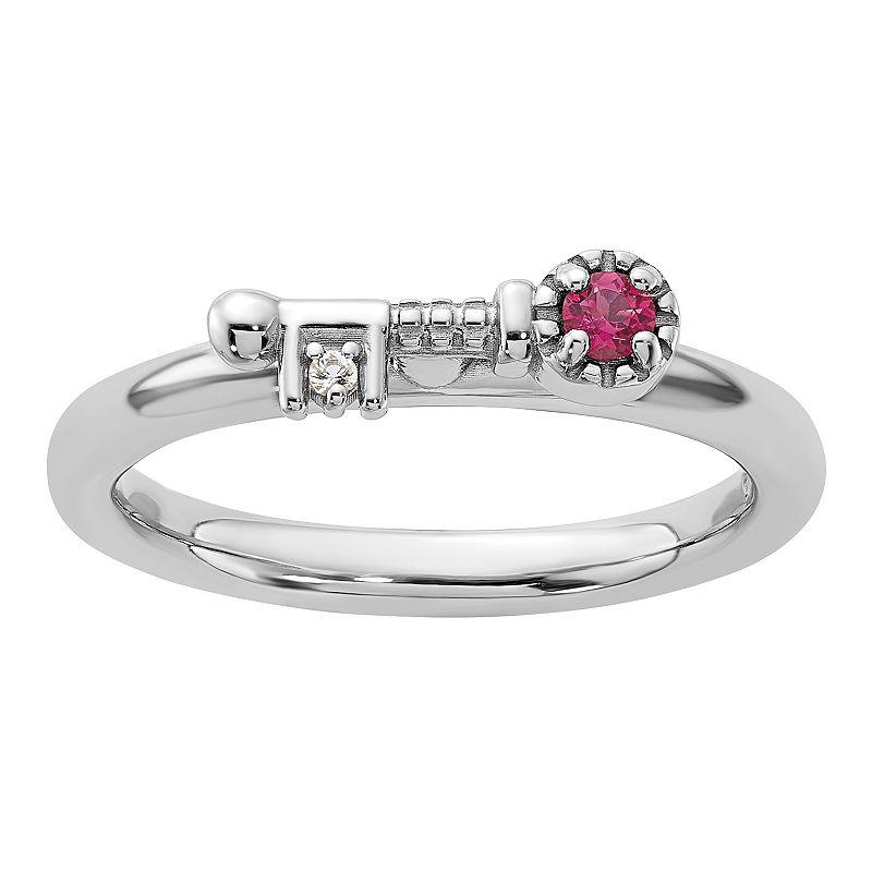 Stacks & Stones Sterling Silver Stackable Gemstone Key Ring, Women's,  Product Image
