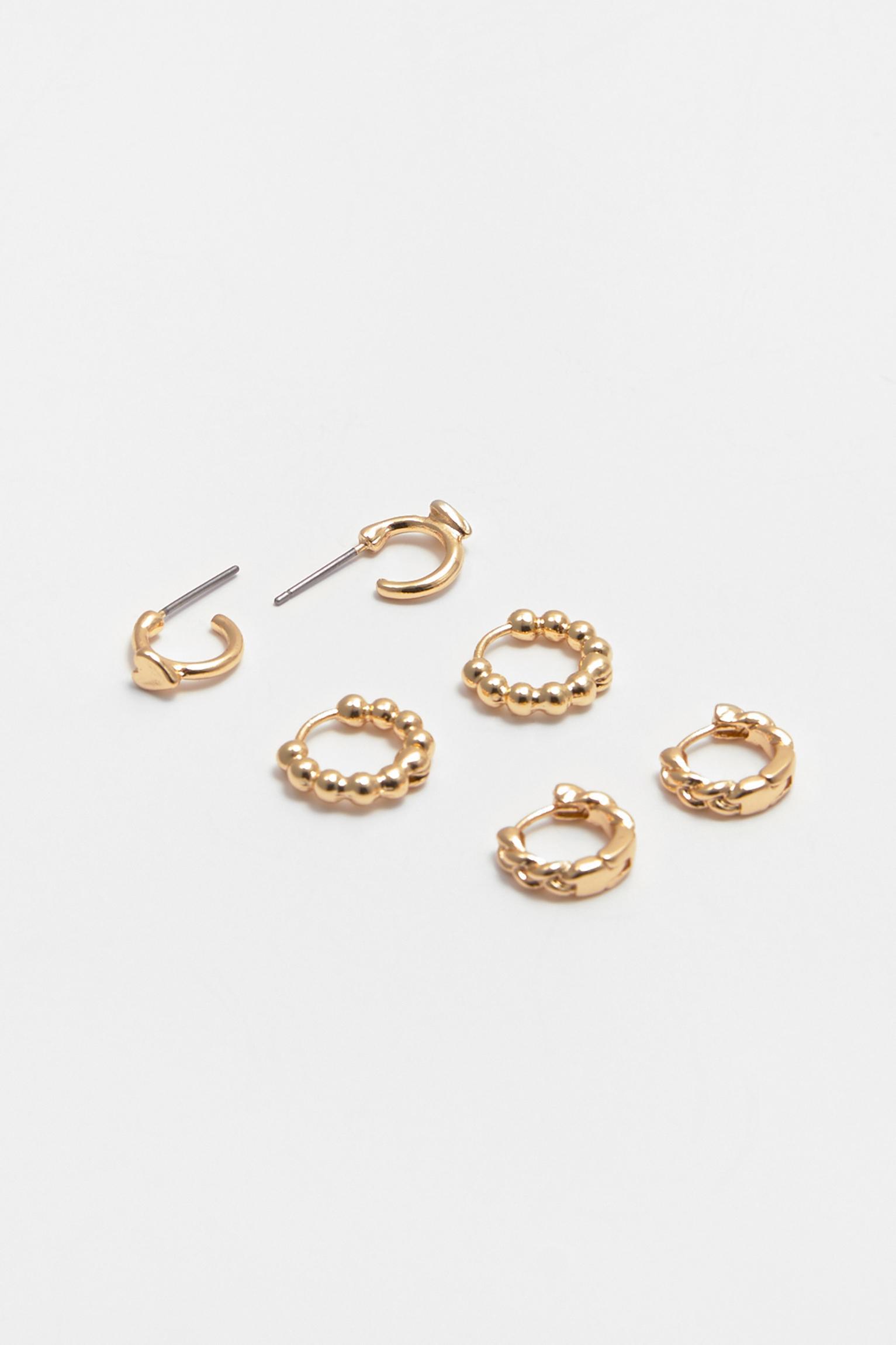 Pack of 9 pairs of gold-toned earrings Product Image