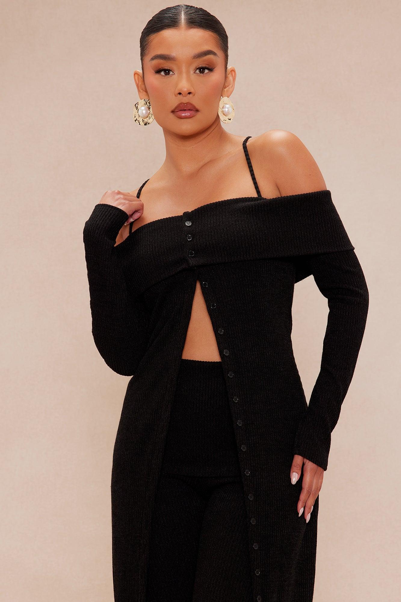 Serenity Maxi Sweater Pant Set - Black Product Image