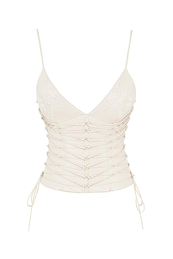 Antonella  off white vegan leather corset - sale Product Image