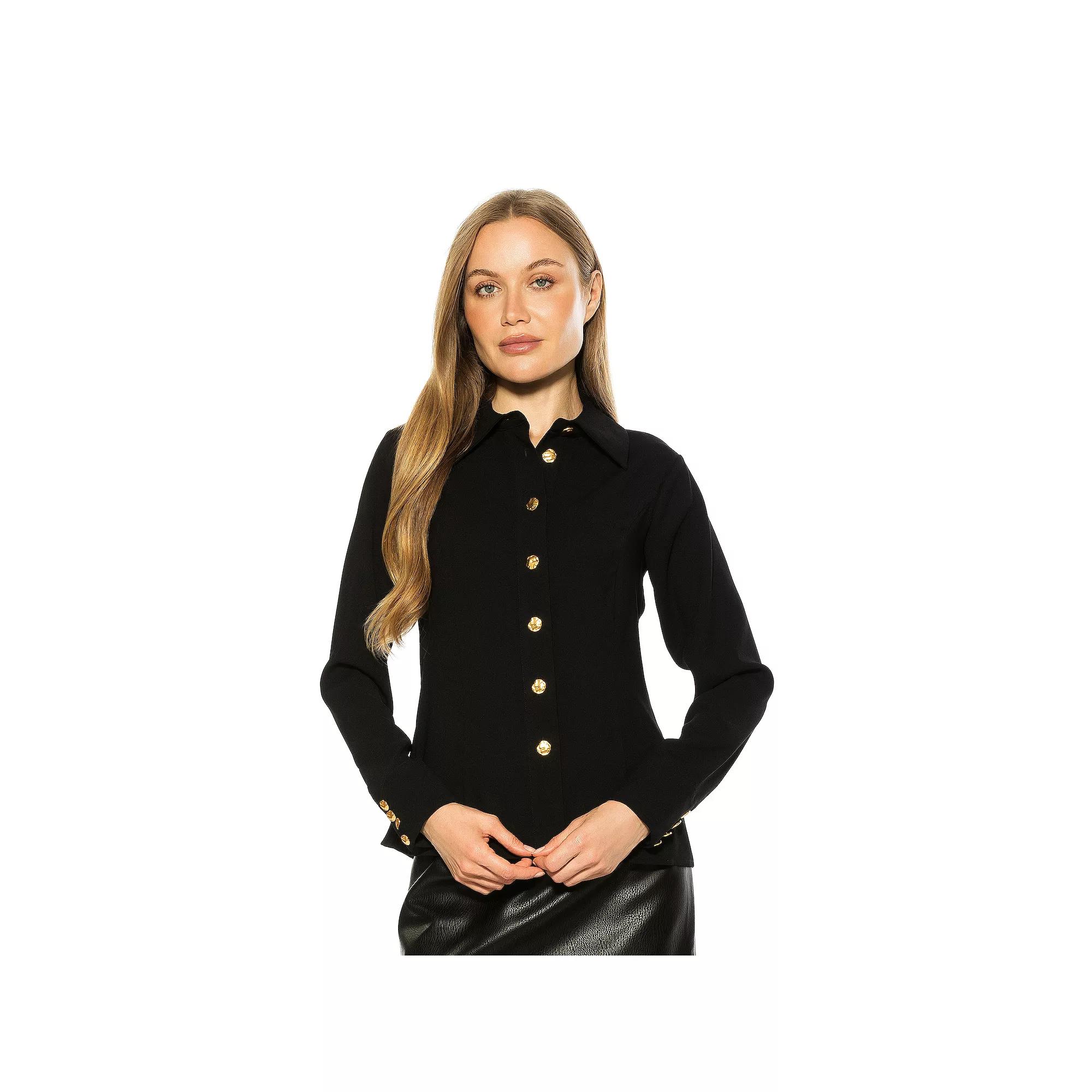 Women's ALEXIA ADMOR Leland Collared Button Down Shirt With Wide Cuff,  Product Image