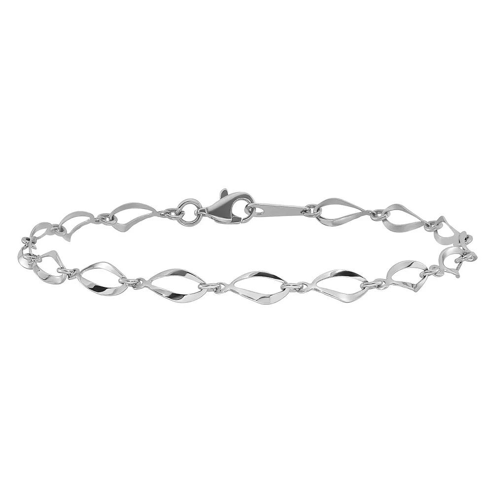 14k White Gold Polished Fancy Link Bracelet, Women's, Size: 7.25" Product Image