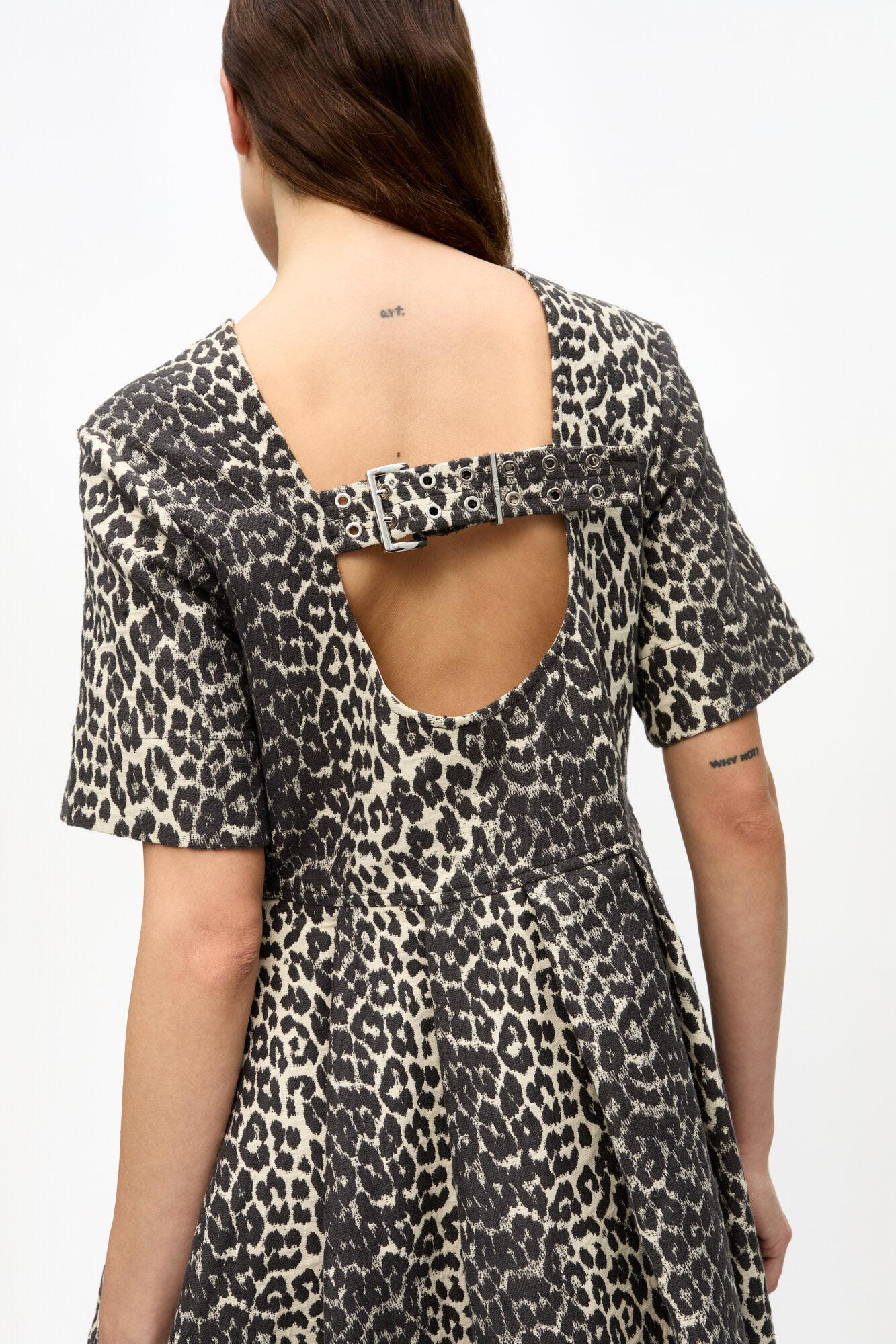 Leopard Cotton Tweed Mini Dress Product Image
