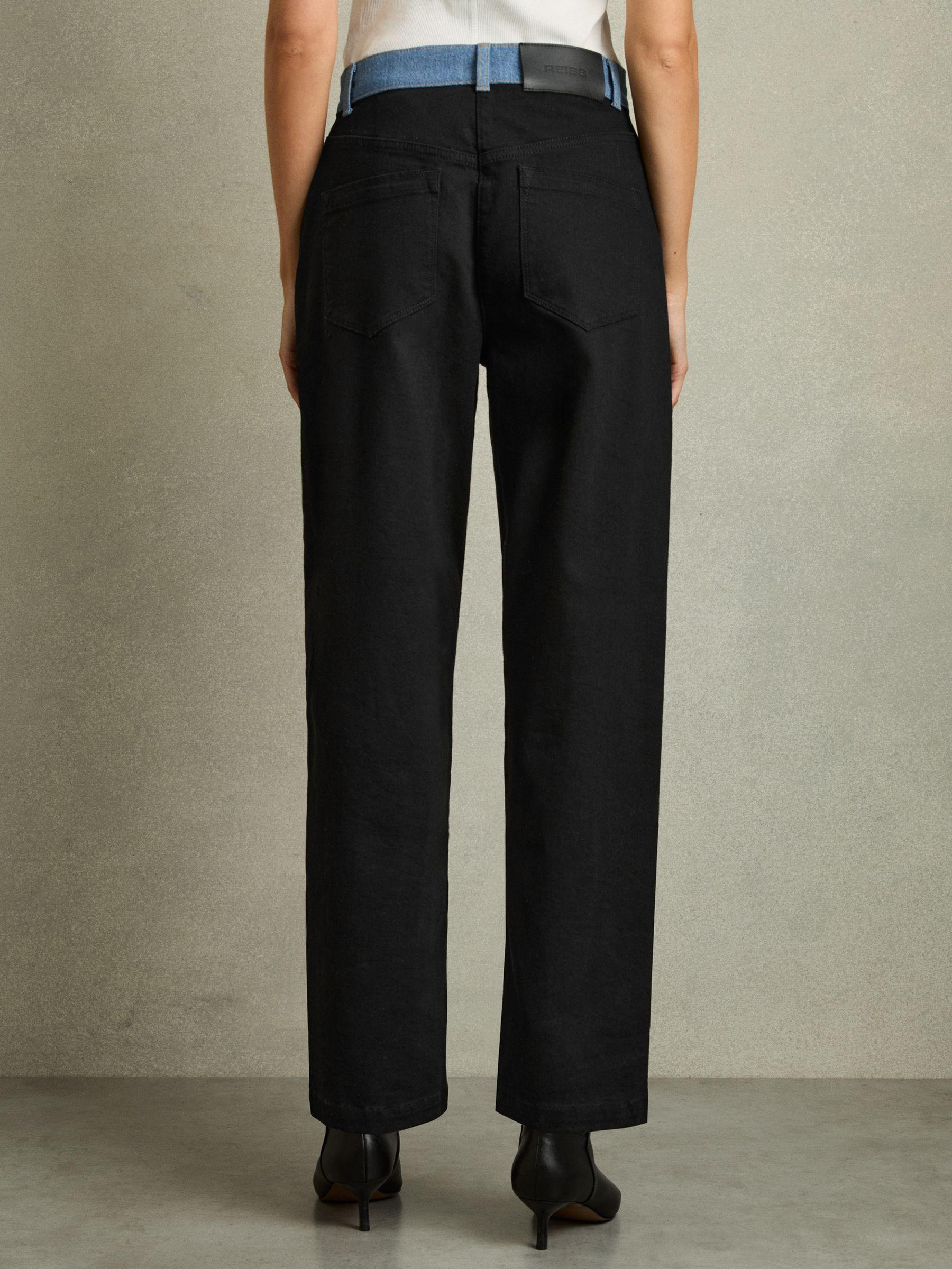 Colour-Block Straight-Leg Jeans in Black Product Image