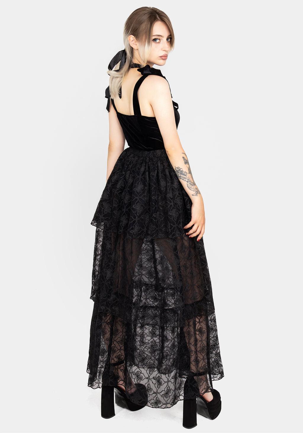 Chrysalis Butterfly Lace Tiered Maxi Skirt Product Image