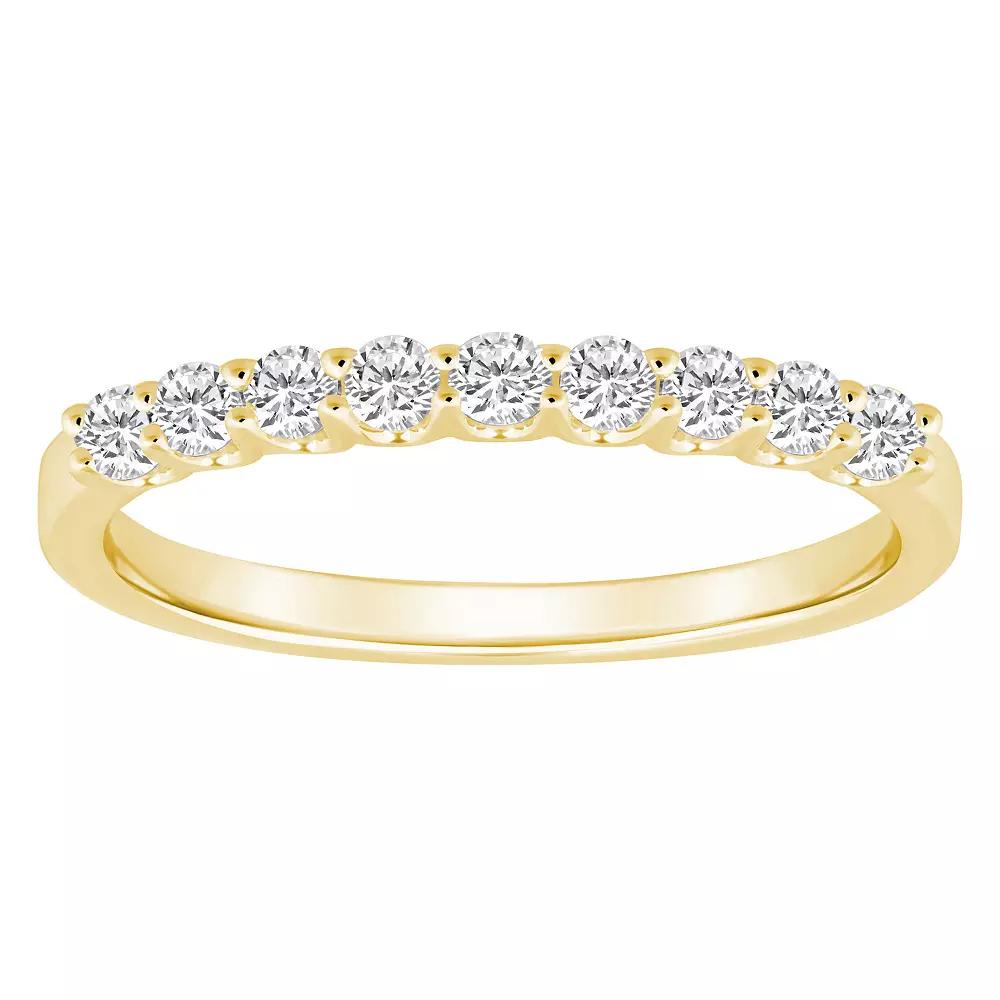 Alyson Layne 14k Gold 1/4 Carat T.W. Diamond 9-Stone Wedding Ring, Women's, Size: 5.50, Pink Product Image