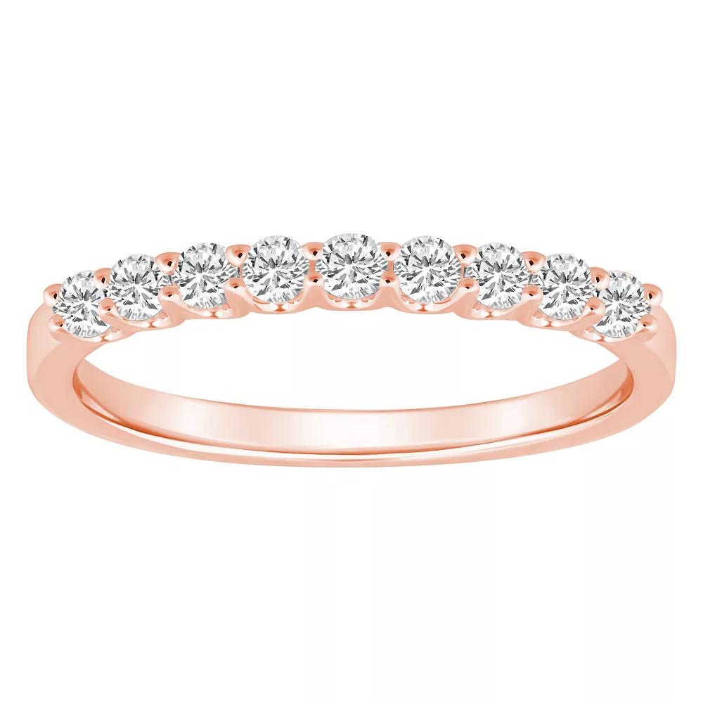 Alyson Layne 14k Gold 1/4 Carat T.W. Diamond 9-Stone Wedding Ring, Women's, Size: 5.50, Pink Product Image