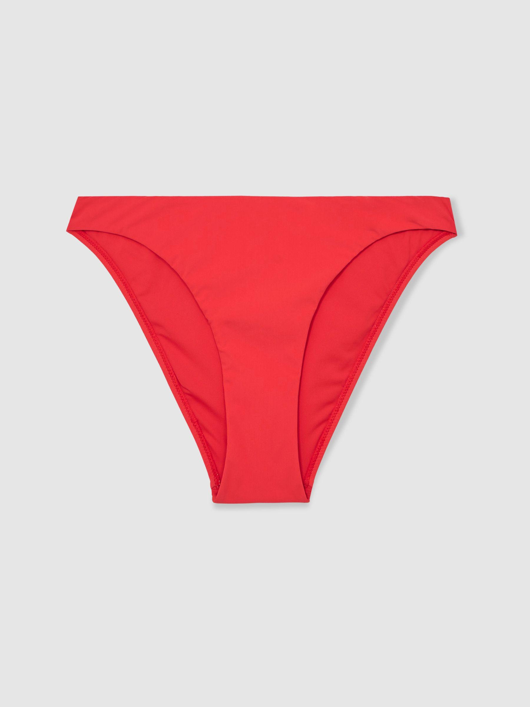 High Cut Bikini Bottoms in Coral Red Product Image