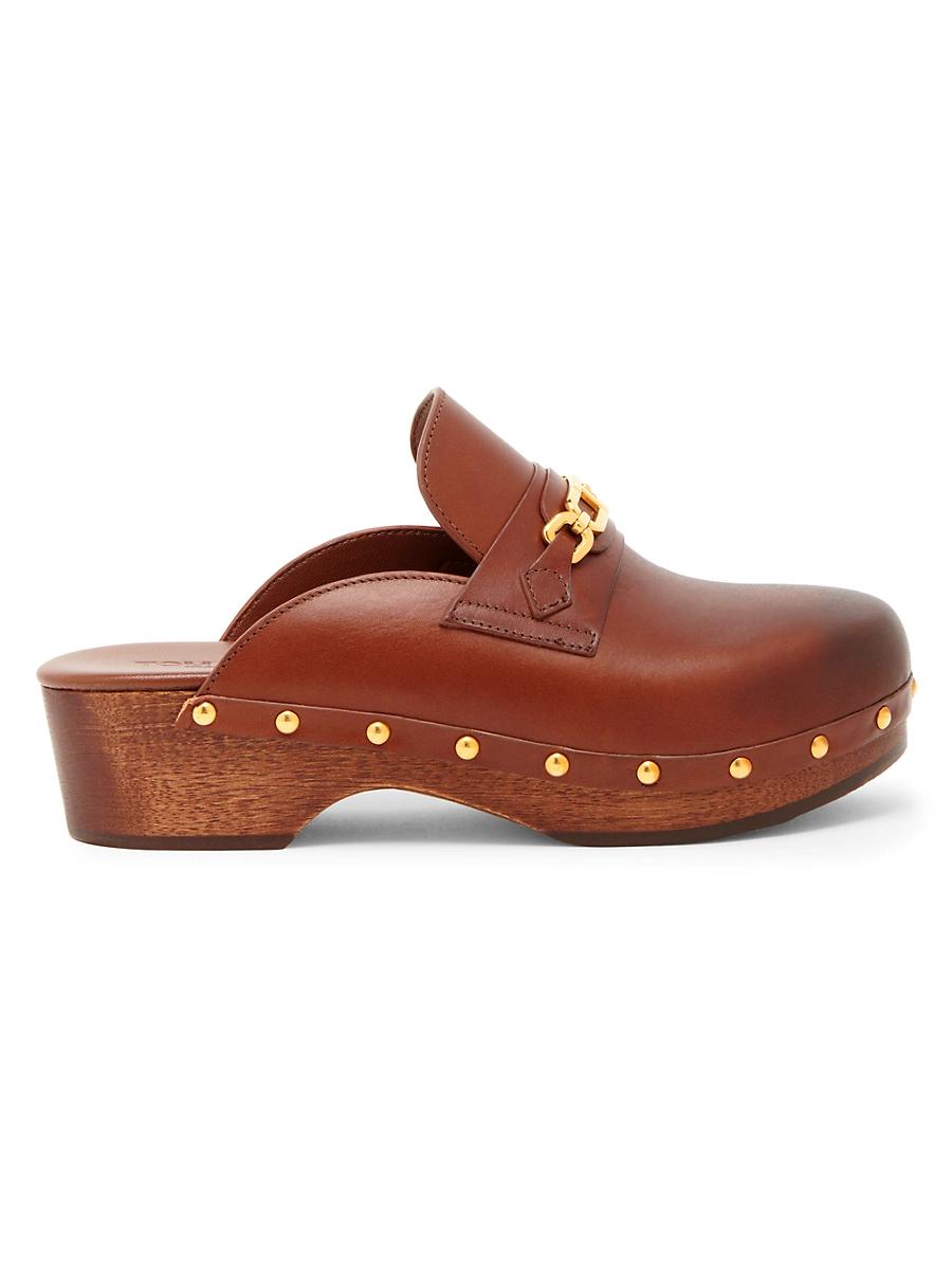 Womens 40MM Leather Clogs Product Image