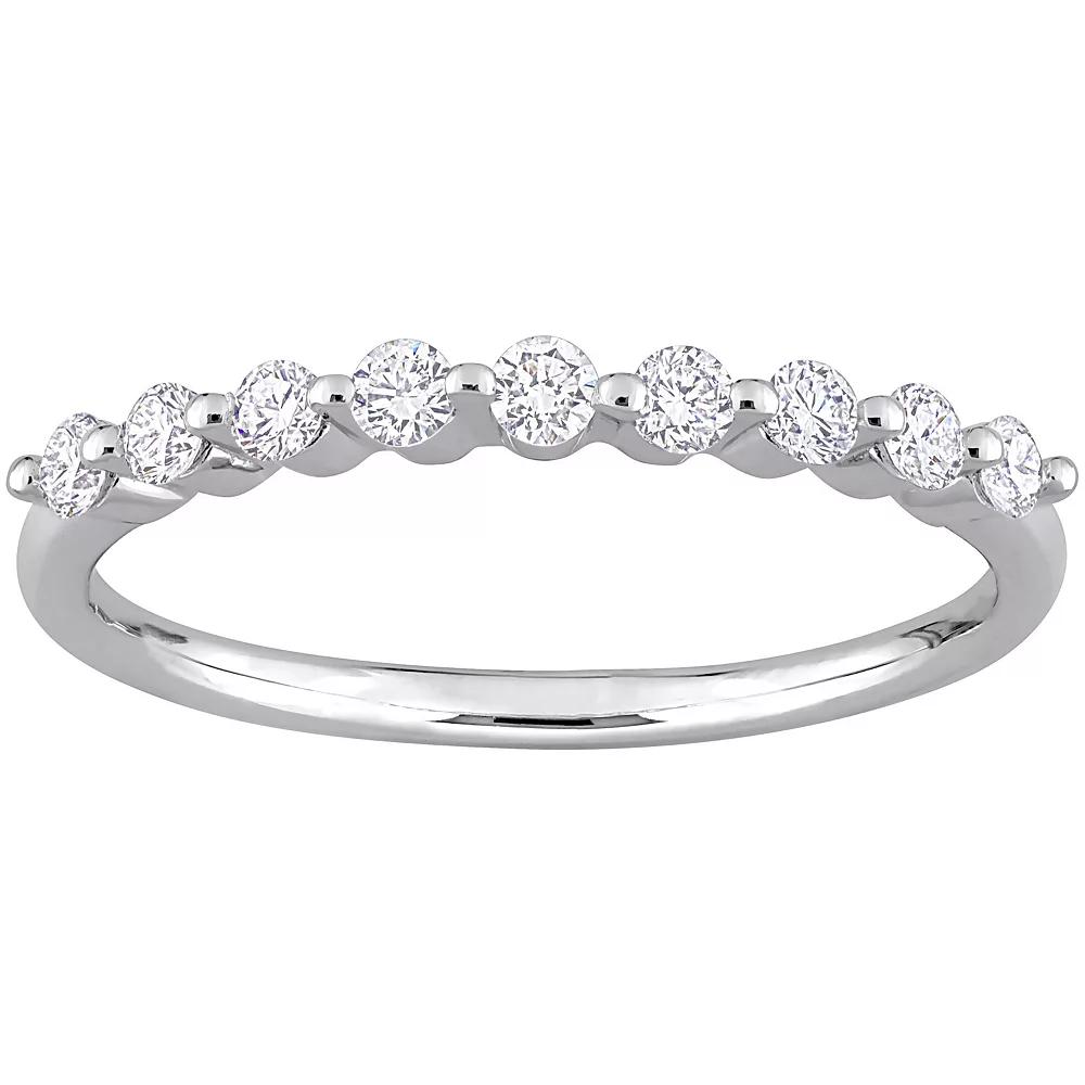 Stella Grace Platinum Over Silver 1/3 Carat T.W. Lab-Grown Diamond Semi-Eternity Ring, Women's,  Product Image